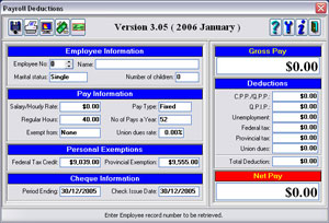 Main Screen of Sarotech Payroll Deductions