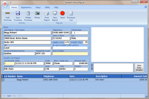 Sarotech Police report Main Screen